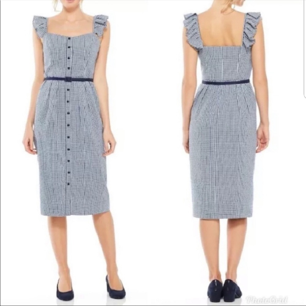 Gal Meets Glam Blue Gingham Sheath Dress Sz 20 - Picture 3 of 7